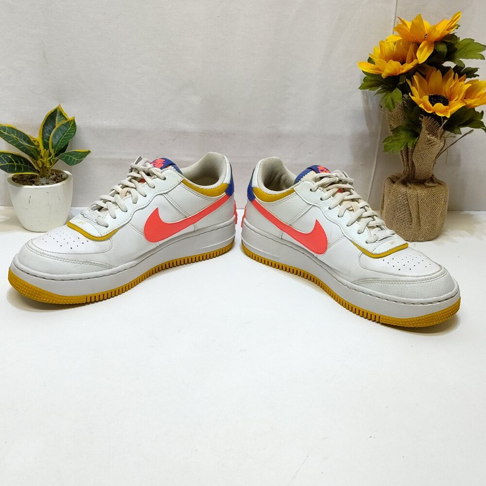 Nike Air Force 1 Shadow Leather Sneaker CI0919-105 WMNS US10 White Crimson Blue - Picture 4 of 11